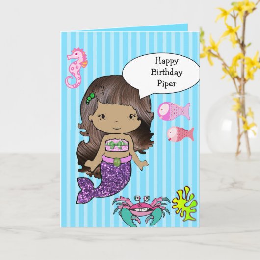 Spaanse zeemeermin Happy Birthday Kaart (Gele Bloem)
