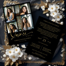 Spaanse Zwarte Trendy Quinceañera Collage 4 Foto's