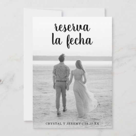 Spaanstala La Fecha Black Script Photo Save The Date (Voorkant)