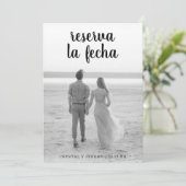 Spaanstala La Fecha Black Script Photo Save The Date (Staand voorkant)