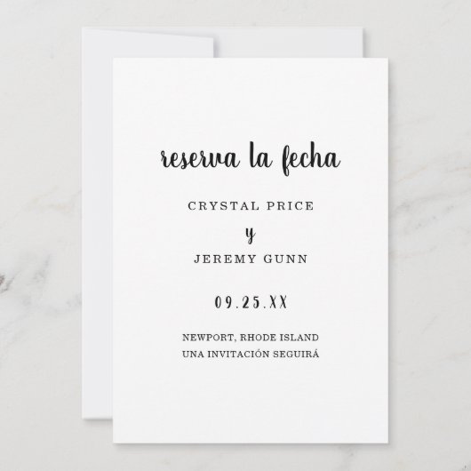 Spaanstala La Fecha Black Script Photo Save The Date (Achterkant)