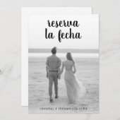 Spaanstala La Fecha Black Script Photo Save The Date (Voorkant / Achterkant)