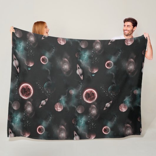 Spaappatroon fleece deken (In situ)