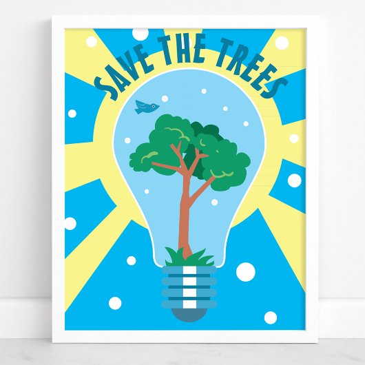 Spaar De Bomen Lichtbol Milieuvriendelijk Poster