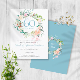 Spaar de Datum 60e Diamanten Jubileum Bloemen Aankondigingskaart