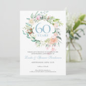 Spaar de Datum 60ste Verjaardag Rozen Guirlande Save The Date (Staand voorkant)