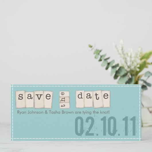 Spaar de datum aankondigingen {Turkoois} (Staand voorkant)