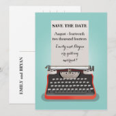 Spaar de datum ansichtkaart - vintage schrijfmachi kaart (Voorkant / Achterkant)