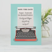 Spaar de datum ansichtkaart - vintage schrijfmachi kaart (Staand voorkant)