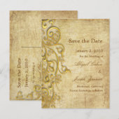 Spaar de datum ansichtkaarten, ornamentale krullen aankondigingskaart (Voorkant / Achterkant)