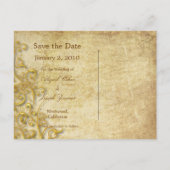 Spaar de datum ansichtkaarten, ornamentale krullen aankondigingskaart (Achterkant)