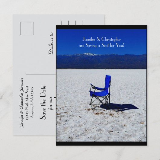 Spaar de datum elk jubileumfeest Blauwe stoel Briefkaart (Voorkant / Achterkant)