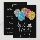 Spaar de Datum Glitter Verjaardagsfeestje Save The Date (Voorkant / Achterkant)