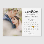 Spaar de Datum Gouden Hart Kalender Foto Magnetisc (Voorkant)