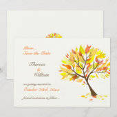 Spaar De Datum Herfst Thema Boom Plat Kaart (Voorkant / Achterkant)