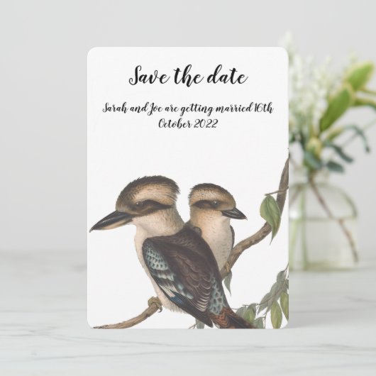 Spaar de datum kaart met Australische lachvogels (Staand voorkant)