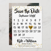Spaar de datum kalender foto trouwkaart save the date (Voorkant / Achterkant)