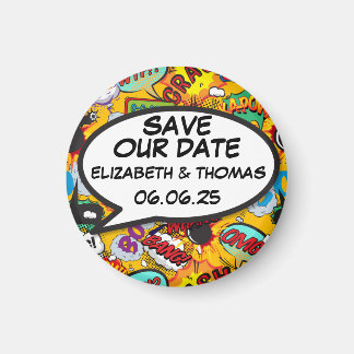 Spaar de datum leuk retro strip pop art magneet