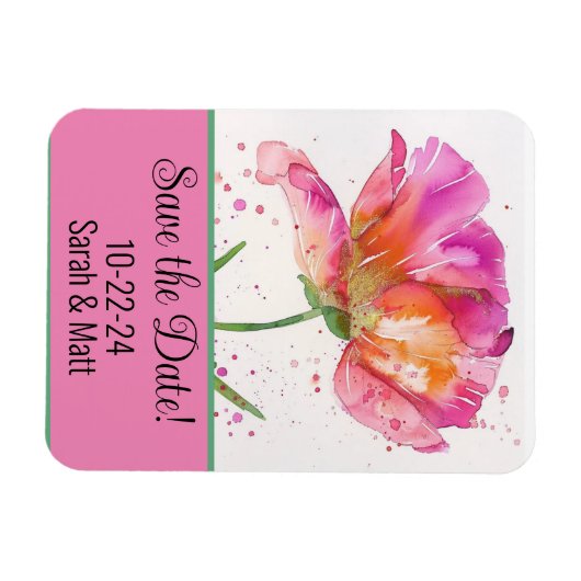 Spaar de datum magneet roze (Horizontaal)