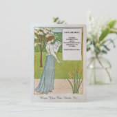 SPAAR DE DATUM/ONTBREKENDE NIEUWS/VROUW LEZEN KOPP SAVE THE DATE (Staand voorkant)