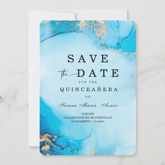 Spaar de Datum Quinceanera Ideeën Kaart (Voorkant)