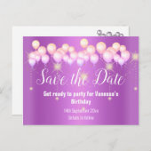 Spaar de Datum Roze Ballonnen Glans Alle Gelegenhe Aankondigingskaart (Voorkant / Achterkant)