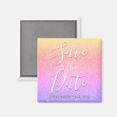 Spaar de datum verjaardag paarse glitter fonkeling magneet (Voorkant / Achterkant)