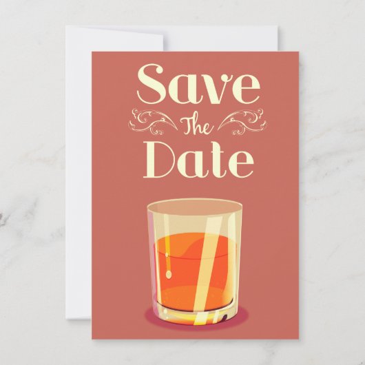 Spaar De Datum Vintage Whiskey Drank Kaart (Achterkant)