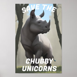 Spaar De Mollige Eenhoorns" Grappig Poster