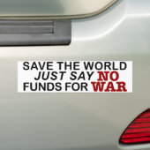 Spaar de wereld bumpersticker (Op auto)