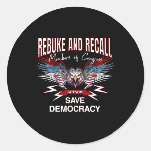 Spaar Democratie Herroep Congres Protest Anti Trum Ronde Sticker