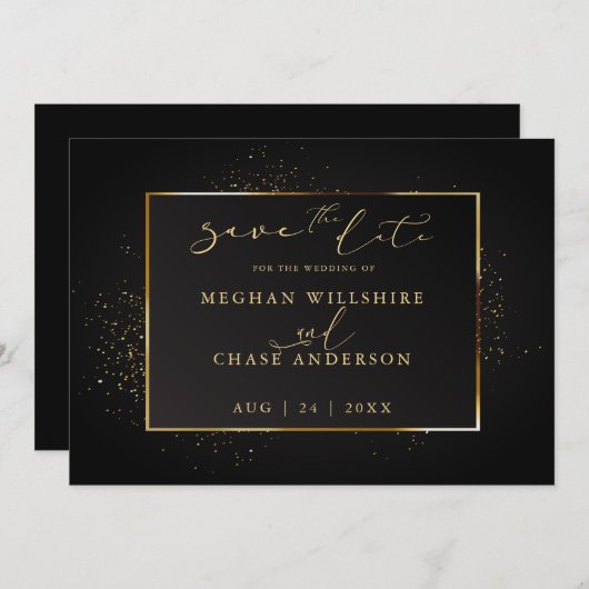 SPAAR DEZE DATUM | Elegante Zwarte en Gouden Glitt (Voorkant / Achterkant)