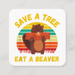 Spaar een Boom Eet een Bever Grappige Bever Pun Vo Vierkante Visitekaartje