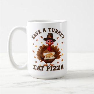 Spaar een kalkoen, eet pizza – Grappige Thanksgivi Koffiemok