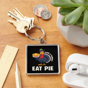 Spaar Een Kalkoen Eet Taart Grappig Gelukkig Thank Sleutelhanger