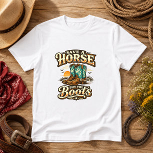 Spaar een Paard, Koop de Laarzen Western Humor T-shirt