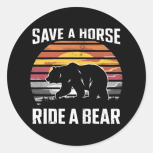 Spaar Een Paard Rij Een Beer Hbt Beer Gemeenschap Ronde Sticker