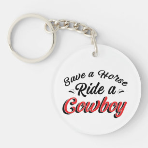 Spaar Een Paard Rij Een Cowboy Sleutelhanger