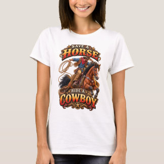 Spaar een paard rij een cowboy T-shirt