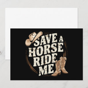 Spaar een paard, rij me Grappige Cowboy Western Kaart
