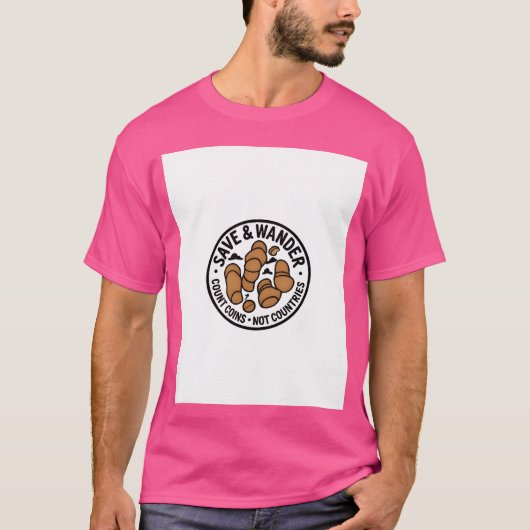 Spaar en Wandel Croissant Munten grappig T-shirt (Voorkant)