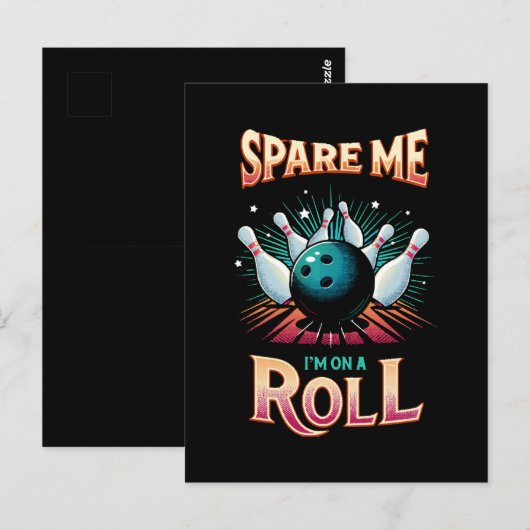 Spaar Me Ik zit op een rol - Bowling Briefkaart (Voorkant / Achterkant)