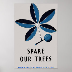 Spaar onze bomen Vintage WPA Poster