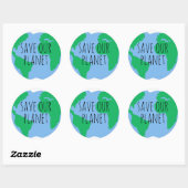 Spaar onze planeet - Aarde Ronde Sticker (Vel)