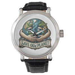 Spaar Onze Planeet Huilende Aarde Eco Bewustzijn Horloge