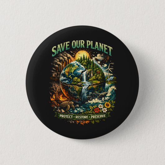 Spaar Onze Planeet Ronde Button 5,7 Cm (Voorkant)