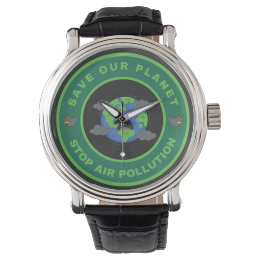 Spaar onze planeet, stop luchtvervuiling horloge (Voorkant)
