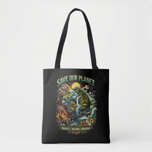 Spaar Onze Planeet Tote Bag (Voorkant)