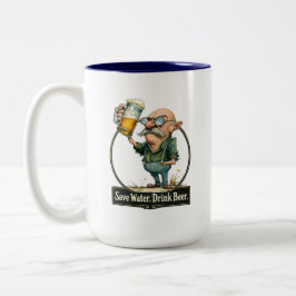 Spaar Water Drink Bier Funny Vintage T-shirt Tweekleurige Koffiemok