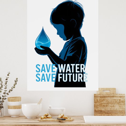 Spaar Water Spaar de Toekomst Poster (Keuken)